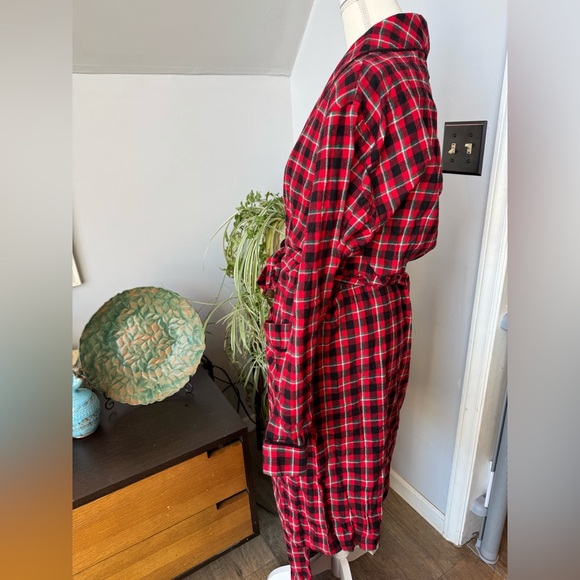 Lands' End Womens 3-Piece Red Plaid Flannel Pajama Set w/ Robe Medium cozy comfy - Picture 7 of 8
